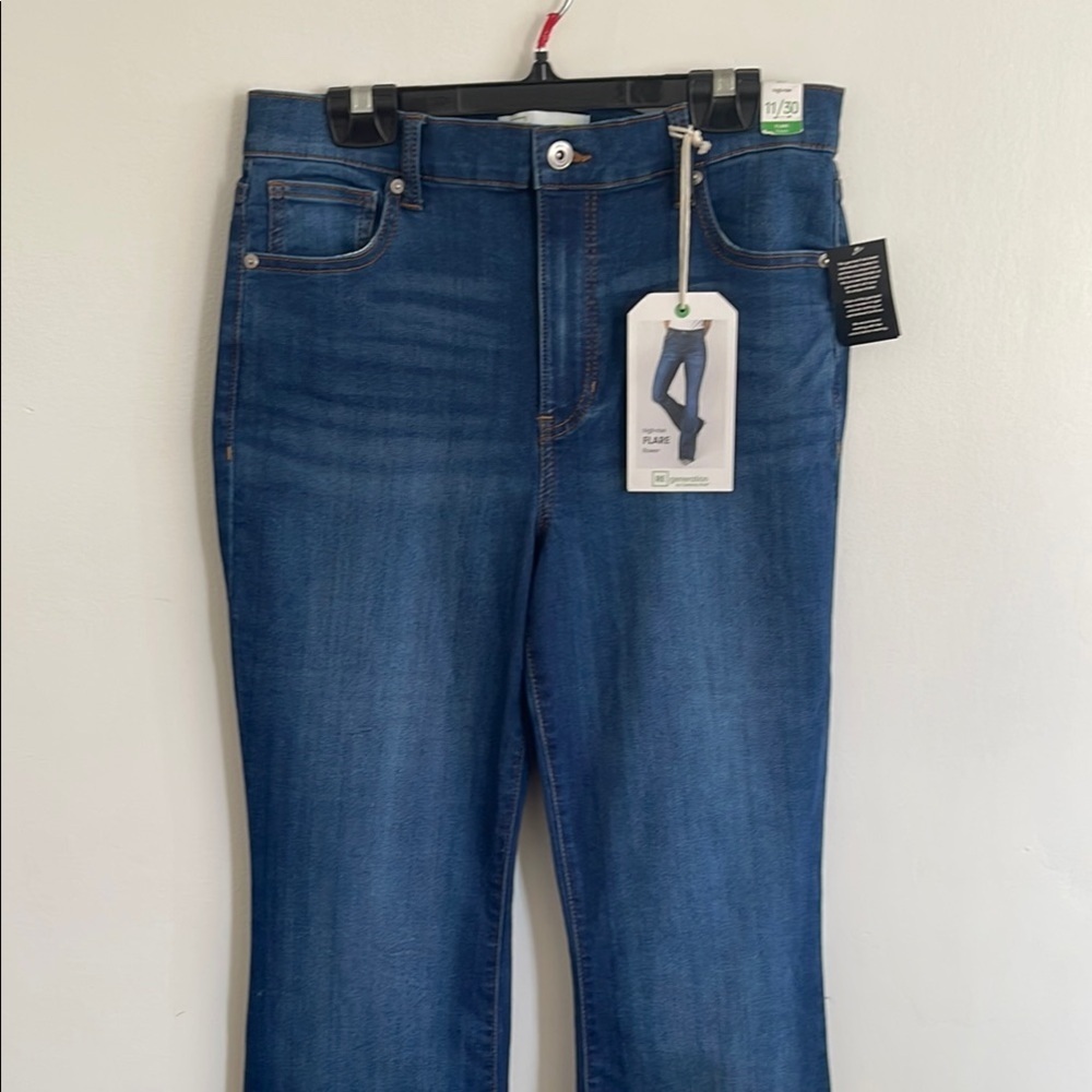 Blue Flare Wide Leg Jeans with Classic Indigo Wash re